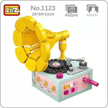 LOZ 1123 музыкальный инструмент фонограф граммофон музыкальный плеер музыкальный автомат мини-блоки кирпичи строительные игрушки для детей подарок без коробки