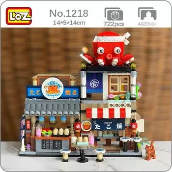LOZ 1218 Архитектура Городская улица Осьминог Продуктовый магазин Ресторан Кошка Животное 3D Мини-блоки Кирпичи Строительная игрушка без коробки