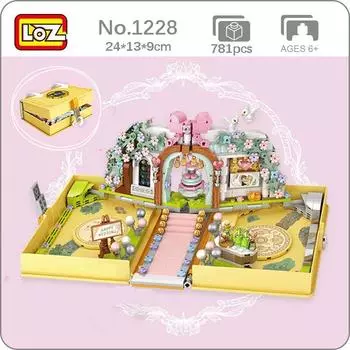 LOZ 1228 счастливая свадебная вечеринка, складная книга, невеста, жених, садовая церемония, торт, мини-конструкторы, кирпичи, строительные игрушки без коробки