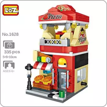 LOZ 1628 городская улица пиццерия пиццерия магазин ресторан архитектура мини-блоки кирпичи строительные игрушки для детей подарок без коробки