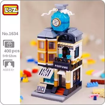 LOZ 1634 городская улица парфюмерный магазин Profumeria архитектура 3D модель DIY мини-блоки кирпичи строительные игрушки без коробки