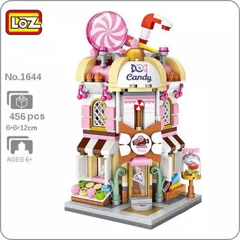 LOZ 1644 City Street леденец конфеты сладкий сахар магазин архитектура мини-блоки кирпичи строительные игрушки для детей подарок без коробки