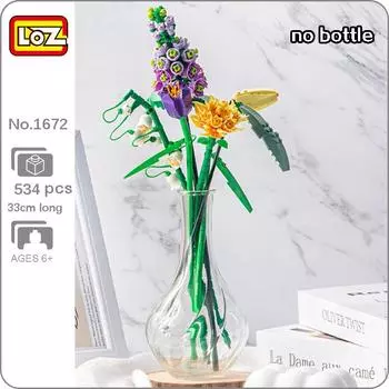 LOZ 1672 вечный цветок растение фиолетовый тюльпан астрантиамейор ландыш мини-блоки кирпичи строительные игрушки для детей без коробки