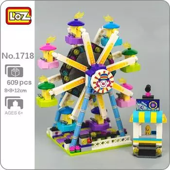LOZ 1718 Dream Парк развлечений Клоун Колесо обозрения Архитектура 3D Модель DIY Мини-блоки Кирпичи Строительная игрушка без коробки