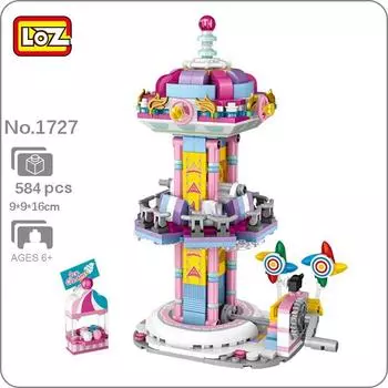 LOZ 1727 Dream Парк Развлечений Drop Zone Башня Архитектура 3D Модель DIY Мини Блоки Кирпичи Строительная Игрушка для Детей Подарок Без Коробки