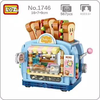 LOZ 1746 Dream Парк развлечений Хлеб Тост Продуктовый магазин Ресторан 3D Мини-блоки Кирпичи Строительная игрушка для детей Подарок без коробки