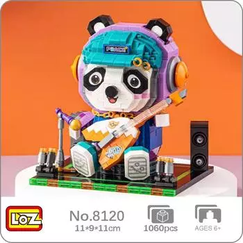 LOZ 8120 мир животных певец музыкант панда гитара микрофон звук мини алмазные блоки кирпичи строительные игрушки для детей без коробки