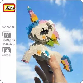 LOZ 9204 мультфильм Радужная лошадь животное домашнее животное монстр 3D модель DIY мини алмазные блоки кирпичи строительная игрушка без коробки