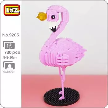 LOZ 9205 мир животных мультфильм Корона Фламинго розовая птица 3D модель DIY мини алмазные блоки кирпичи строительная игрушка без коробки