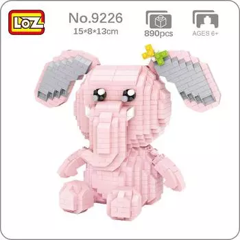 LOZ 9226 мир животных розовый слон домашнее животное цветок 3D модель DIY мини алмазные блоки кирпичи строительные игрушки для детей подарок без коробки