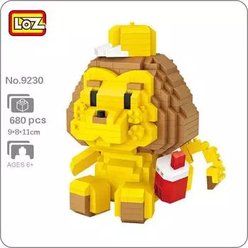 LOZ 9230 мир животных сидеть лев шляпа напиток домашнее животное 3D модель DIY мини алмазные блоки кирпичи строительные игрушки для детей подарок без коробки