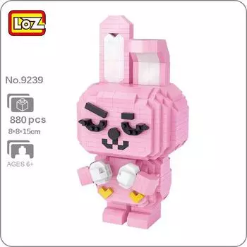 LOZ 9239 мир животных мультфильм розовый кролик домашнее животное 3D модель DIY мини алмазные блоки кирпичи строительные игрушки для детей подарок без коробки