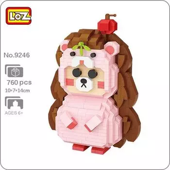 LOZ 9246 мир животных ежик медведь домашнее животное яблоко 3D модель DIY мини алмазные блоки кирпичи строительные игрушки для детей подарок без коробки