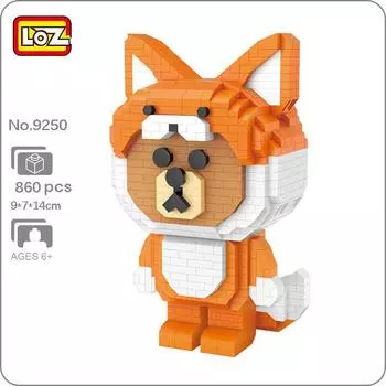 LOZ 9250 мир животных лиса медведь Лоури домашнее животное монстр 3D модель DIY мини алмазные блоки кирпичи строительные игрушки для детей подарок без коробки