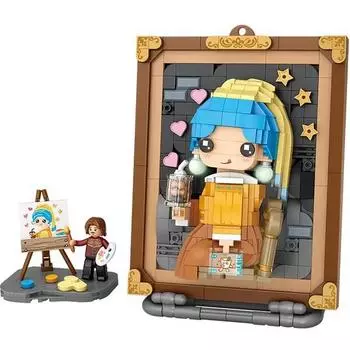 LOZ Mini Nanoblock Знаменитая серия картин, 01 Pearl Bubble Tea Girl, популярные корейские игрушки