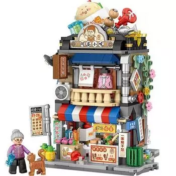 LOZ Mini Street Series Nanoblock 01 Бабушкина закусочная, разные цвета, популярные корейские игрушки