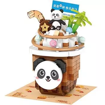 LOZ Panda Latte Nanoblock, разноцветные, популярные корейские игрушки