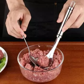 Ложка для фрикаделек из нержавеющей стали, совок для фрикаделек, самодельная форма для фрикаделек, антипригарный фрикадельковый инструмент для приготовления фрикаделек, кухонные гаджеты