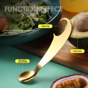 Ложка для фруктов. Гладкая сервировочная ложка из нержавеющей стали. Легко чистящаяся ножка для фруктов с острым лезвием для домашней кухни. серебряный