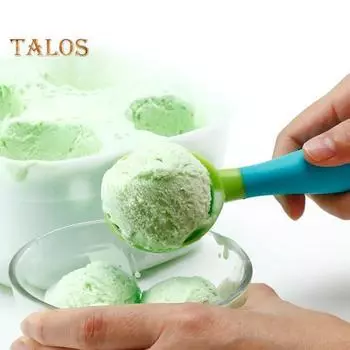 Ложка для фруктов с нескользящей ручкой, эргономичная ручка, отличный шарик для мороженого, совок для фрикаделек, кухонные принадлежности красный