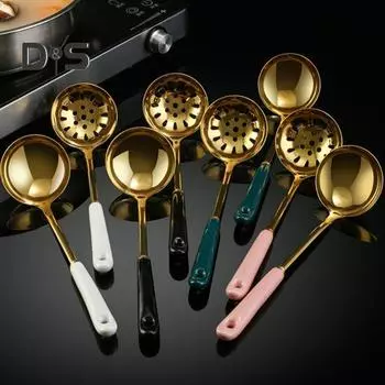 Ложка для горячего горшка из нержавеющей стали, многофункциональная, устойчивая к высоким температурам, легкая домашняя половница для супа для кухни зелёный