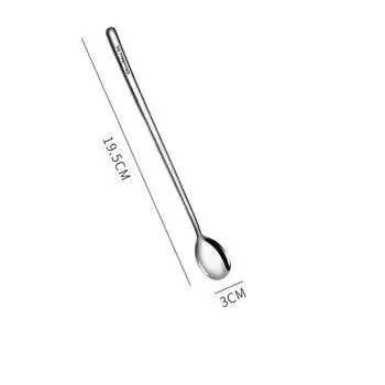 Ложка для кофе из нержавеющей стали 304 с длинной ручкой, ложка для перемешивания чая, мороженого, десерта, чая для пикника, кухонные аксессуары, барные инструменты 19.5cm