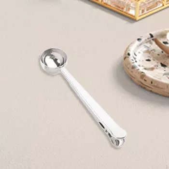 Ложка для кофе из нержавеющей стали с длинной ручкой, зажим для запечатывания,