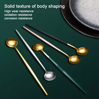 Ложка для кофе из нержавеющей стали с длинной ручкой Ложки для размешивания мороженого и чая Кухонные принадлежности Столовые приборы