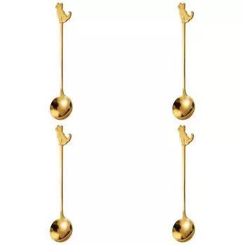 Ложка для кошек из нержавеющей стали Кофейная чайная ложка Чайная ложка для мороженого Десертная ложка