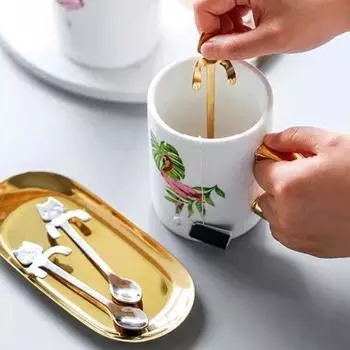 Ложка для кошек Кофейная чайная ложка из нержавеющей стали Подвесная чашка Чайная ложка для питья серебряный