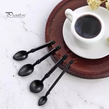 Ложка для кукольного домика, тонкая работа, антиокислительный инструмент для моделирования, мини-украшение, модель ложки для кофейного супа для детей D