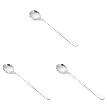 Ложка для льда из нержавеющей стали с длинной ручкой, кофейные чайные ложки, посуда (Серебряный)