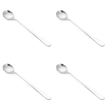 Ложка для льда из нержавеющей стали с длинной ручкой, кофейные чайные ложки, посуда (Серебряный)