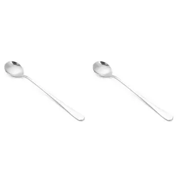 Ложка для льда из нержавеющей стали с длинной ручкой, кофейные чайные ложки, посуда (Серебряный)