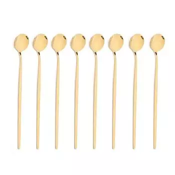 Ложка для льда с длинной ручкой, кофейная, чайная, ложка для размешивания, нержавеющая сталь, черный, золотой, набор столовых приборов, столовая посуда, кухонный набор столовых приборов серебряный