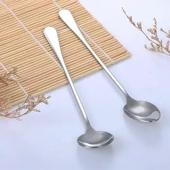 Ложка для молока из нержавеющей стали с длинной ручкой, столовые приборы для десерта и крема, столовые приборы A серебряный