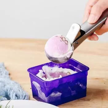 Ложка для мороженого, гладкая износостойкая ложка для печенья из нержавеющей стали с антипригарным покрытием и пружинной ручкой для дома серебряный