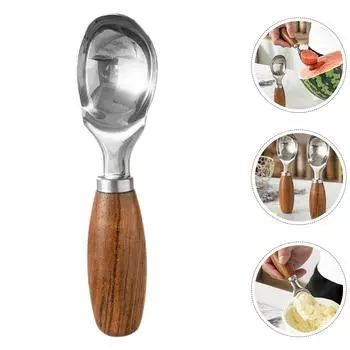 Ложка для мороженого из нержавеющей стали 304, палисандровая ложка для фруктов, арбуза, шариков, ложек для разминания мороженого, картофельных ложек, кухонный инструмент 16.00X4.50X4.50CM