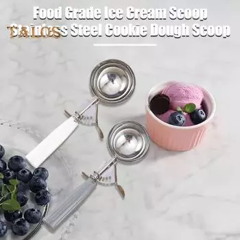 Ложка для мороженого из нержавеющей стали с триггером, лопатка для половины чашки для теста для печенья, кекса, лопатка для теста, инструменты для домашней кухни, ресторана, вечеринки белый
