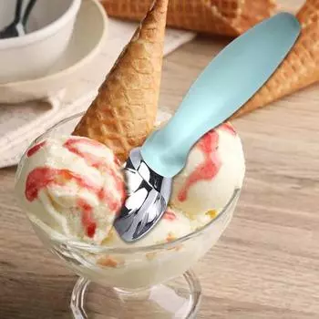 Ложка для мороженого с эргономичной ручкой, нескользящая сверхмощная прочная машина для приготовления шариков для мороженого, кухонный инструмент для шариков из дыни, тесто для печенья синий