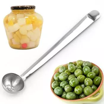 Ложка для оливок из нержавеющей стали с отверстием для слива, шумовка, банка, сервировочные принадлежности, совок, кухонная утварь, кухонные принадлежности серебряный