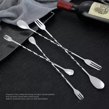 Ложка для перемешивания из нержавеющей стали, коктейльная ложка со спиральным узором, барменские инструменты, ложка-капля, барный инструмент