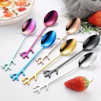 Ложка для перемешивания, ручка-ветка, дизайн в форме птицы, ложка из нержавеющей стали, легко чистящиеся кухонные гаджеты для дома золотистый