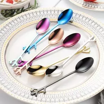 Ложка для перемешивания, ручка-ветка, дизайн в форме птицы, ложка из нержавеющей стали, легко чистящиеся кухонные гаджеты для дома золотистый