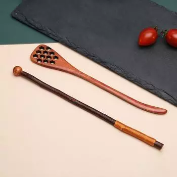 Ложка для перемешивания ручной работы с длинной ручкой, легко чистится, винтажный деревянный бар для смешивания кофе в японском стиле на каждый день B