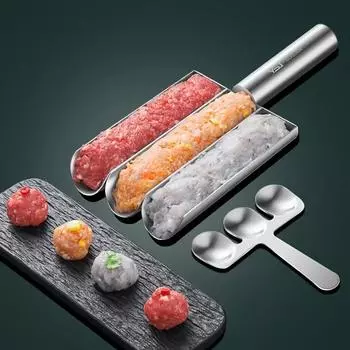 Ложка для приготовления фрикаделек и рыбных шариков с антипригарным покрытием — простой кухонный инструмент из нержавеющей стали для приготовления домашних фрикаделек и рыбных шариков