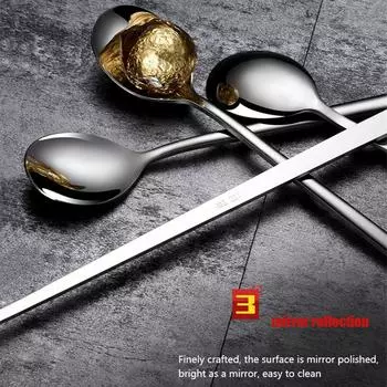 Ложка для размешивания из нержавеющей стали с длинной ручкой, маленькая ложка для приправ, удлиненная ручка, кофейная ложка, креативная ложка для льда, десертная ложка