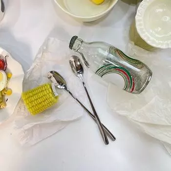 Ложка для размешивания из нержавеющей стали с длинной ручкой, кофейные чайные ложки, десертная ложка, палочка для размешивания, кухонные принадлежности серебряный