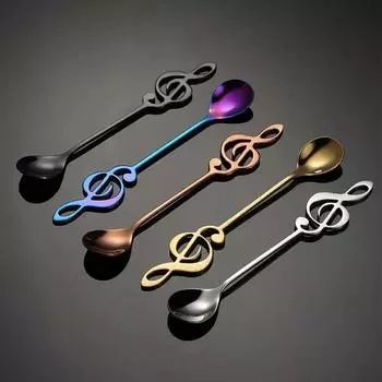 Ложка для размешивания кофе из нержавеющей стали, музыкальная ложка для нот, кружка, чайные ложки, музыкальная барная ложка для мороженого, креативная подарочная ложка для кухни, столовые приборы