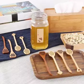 Ложка для размешивания с отверстием и длинной ручкой, многофункциональная деревянная палочка для размешивания, столовая посуда, пищевая палочка для размешивания меда, кофе, чая, десертная ложка, кухонные принадлежности C